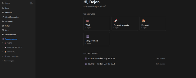 My Workspace: a Notion-style App screenshot